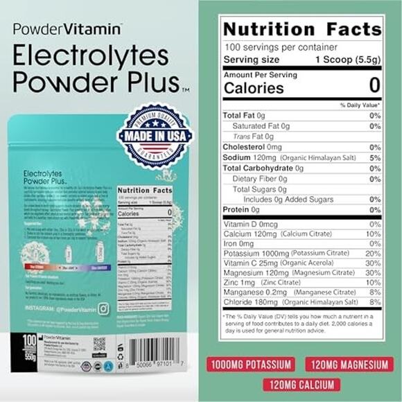 NWT PowderVitamin Electrolytes 100 Servings Green Tea Ginseng Keto Sugar Free - Picture 3 of 5
